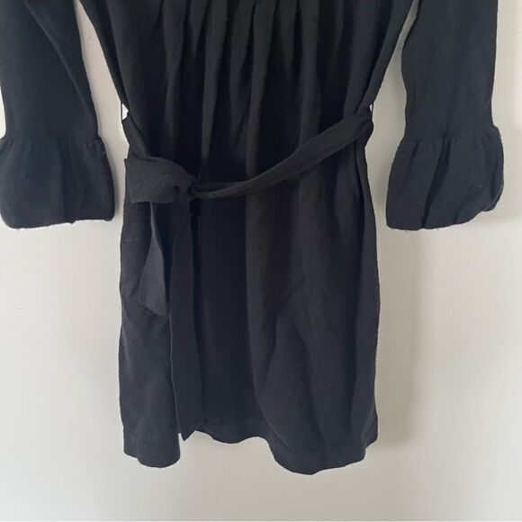 Anthropologie Girls From Savoy Black Cowl Bell Sleeve Front Pleats Sweater Dress - Picture 10 of 11